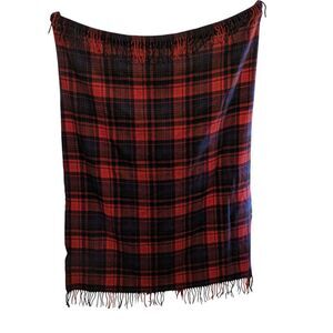 Vintage Pendleton Tartan Red Plaid 70x55" Stadium Blanket Throw 100% Wool USA